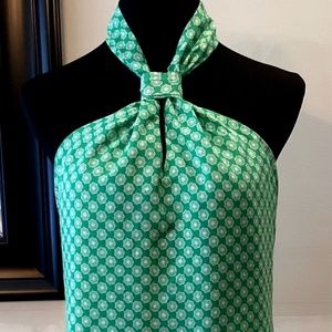 Banana Republic Green/Blue Silk Halter Top Size 10